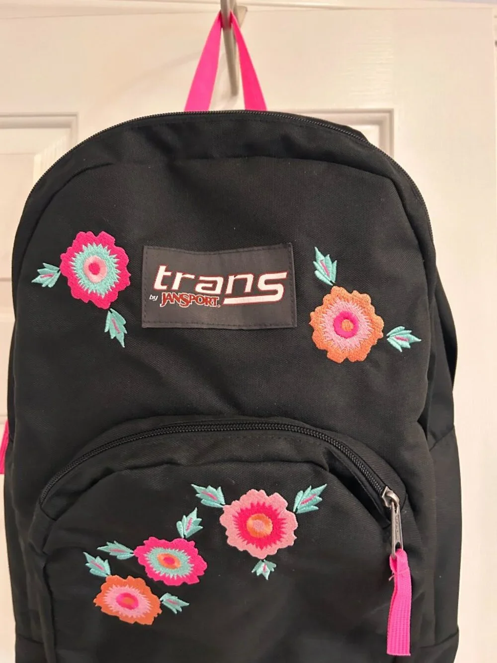 Jansport Trans Black Embroidered Floral Backpack
